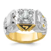 14k Two-tone Gold Men's Polished and Textured Double Eagle Masonic Shriner's Ring Mounting