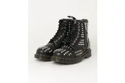 Dr. Martens 1460 Studded Zip Atlas Leather Lace Up Boots Shoes - Black - UK 4