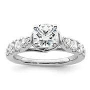 14k White Gold 3/4 Ct. Lab Grown Diamond VS/SI+ G+ 1 Ct. Center Round Shared Prong Engagement Ring