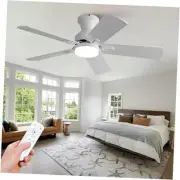 Ceiling fans with lights and Remote,42 Inch Low Profile Flush Mount White