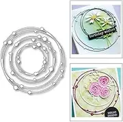 3D Spotted Line Circle Nesting Frame, Metal Cutting Die Circle Lace Die Cutting, DIY Craft Die Cutter Set Cutting Dies for Making Cards Scrapbook Albums Die-Cutting and Embossing