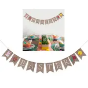 Tinksky Rabbit Burlap Banner Flag Jute Bunting Garland for Happy Easter Party
