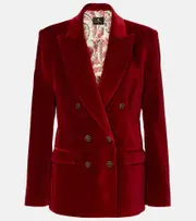 [Etro] Etro Double-breasted cotton velvet blazer AU 18 red