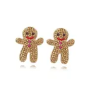 Christmas Sparkly Crystal Dangle Earrings Cute Christmas Tree H-gingerbread