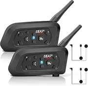 EJEAS Motorcycle Helmet Bluetooth Headset V6 Pro, 2-Way 1200M Motorbike Intercom Communication System for Ski/ATV/Dirt Motorbike/Off Road for Full-face Flip-up Helmets (2 Pack)
