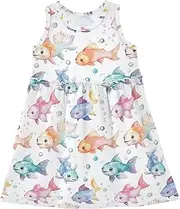 [Caihoyu] Girls Summer Tank Dresses Toddler Kids Swing Casual Spring Dresses Easter Outfit, Multicolor06, 8 Years