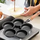 5-Cup Cast Iron Egg Frying Pan with Handle Egg Cooker Omelette Pan Fried Egg Pan