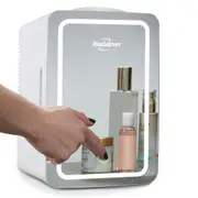 Koolatron Portable Personal Mini Fridge, 6 L AC/DC Portable Makeup Fridge for Skincare, Bedroom and Travel, w/Mirror Door, LED Design
