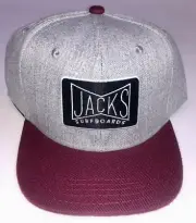 JACK'S SURFBOARDS Boys Grey Burgundy Hat Cap Snap Back Huntington Beach Surf New