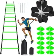 Pro Speed & Agility Training Set—Includes 12 Rung 20Ft Adjustable Agility Ladder