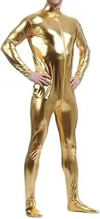 [Seeksmile] Unisex Metallic Bodysuit Zentai without Hood Adult Shiny One Piece Spandex Body Suit Halloween Costume