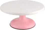 Generic DIY Cake Turntable Round Shaped Manually Rotating Cake Mounting Pattern Stand Premium Baking Supplies for Home Bakery Use Pink