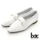 【bac】時髦小方頭編織金屬珍珠飾釦平底鞋-白