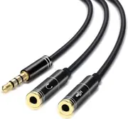 ACL 2 X Headphone Auido Microphone Splitter Adapter Aux 3.5mm Male to 3.5mm Female Headphone output & 3.5mm Female Mic Input