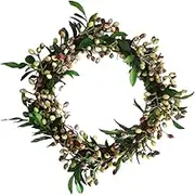 PEPLAYTAL Simulation Olive Branch Wreath Realistic Hanging Decoration for Wall Door Showcase for Home Decor Wedding Thanksgiving and Fall Season