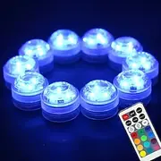10pcs Submersible LED Lights Underwater Multicolor Lights Waterproof Remote Controlled RGB Swimming Pool Suitable for Tub Pond Vases Aquariums