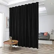 Phating Room Divider Curtains, Blackout Ceiling Track Curtains with Hook,Extra Wide Theater Curtains Perfect for Living Room and Bedroom(1Panel, Black, W15ft x H7ft)