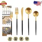 Sleek Matte Black Gold Silverware Set, 40-Piece Cutlery for Upscale Dining
