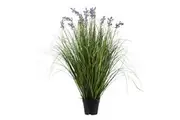 Rogue Artificial Onion Grass in Pot Wispy Purple Blossoms Fake Potted Plant