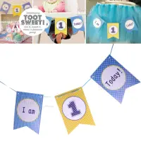 在飛比找momo購物網優惠-【kiret】兒童 寶寶周歲 生日 派對佈置 拉旗-贈派對專