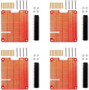 4 sets GPIO Breakout DIY Breadboard PCB Shield Red Expansion Board Kit Compatible with Raspberry Pi 4 3 2 B+ A+