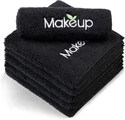 Orighty Microfiber Makeup Remover Cloths - Super Soft, Quick Dry Face Towels for Cleansing, 13 x 13 Inch, 6 Count, Black