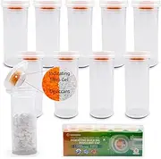 Wisesorb Desiccant Cap 8 Dram 10pcs, Pill Bottle With Indicating Silica Gel (Orange to White), Medicine Container, Empty Bottles With Caps