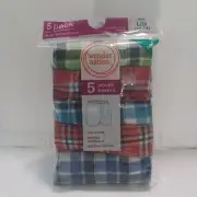 Wonder Nation 5 pack Boys' Woven Boxers Large L/G (10-12)