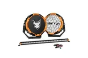 LIGHTFOX 9" Osram LED Driving Lights + 28" Single Row LED Light Bar + Wiring Kit