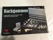 Vintage Backgammon Set Cardinal Gray Leatherette Case Doubling Dice