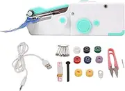 Handheld Sewing Machine, Stitch Sew Quick Portable Mending Machine Cordless Sewing Tool w Scissors,Tape Measure,Thread Spool,Needle for Quick Repairing DIY Clothes Home Travel