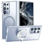 For Samsung Galaxy S24 Ultra Magnetic Case Kickstand Phone Cover with Lens Protector