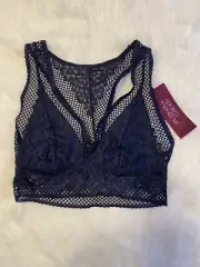 Adored By Adore Me Bra Womens Size Medium Blue Sheer Floral Jenny Bralette