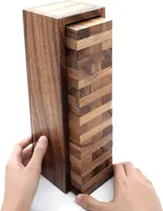 Wood Tumbling Tower Game - Ideal for Party Games, Camping Games, Outdoor Games for Adults and Family, Classic Stacking Block Games for Challenging You