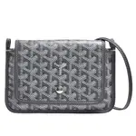 GOYARD PLUMET系列防水帆布LOGO牛皮飾邊手拿/斜背包(灰色)