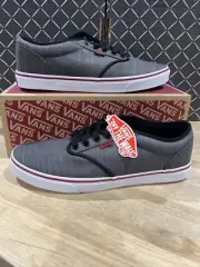 VANS Atwood Textile Black Grey Red Low Top Canvas Mens Size 13 Sneakers