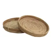 2pc LVD Round 40/30cm Tray Storage Home Decor - Natural