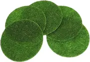 Abaodam 5pcs Artificial Moss Tiles for Crafts Round Synthetic Grass Mat for Micro Landscape Decoration Realistic Flocking Grass Rug for Indoor and Outdoor DIY Decor