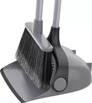 Broom and Dustpan Set with Adjustable Long Handle, Upright Combo for Floor, Clea