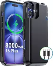 Newdery Battery Case Wireless For iPhone 16 PLUS 6.7" in. 8000mAh