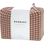 Bambury Gingham Clove Cotton Flannelette Sheet Set | Double Bed