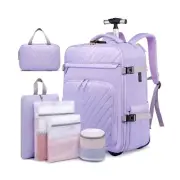 Rolling Backpack for Women, 20inch Wheeled Backpack with Anti-theft Layer, La...