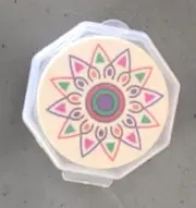 Decorative Carrom Striker with Mandala Design, Octagonal Case