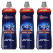 3x Finish 800ml Dishwashing Rinse Aid Shine/Protect Shiny/ Drier/Drying Dishes