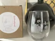 knitbaahpurl Wine Glass Stemless Sheepfaced 15 oz Barware Cute Cheeky Gift NIB