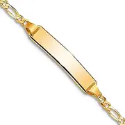 [JewelryWeb] 14ct Polished Engravable Lobster Claw Closure Gold Baby ID Figaro Bracelet Measures 5mm Wide - Length Options: 14 15 18 20