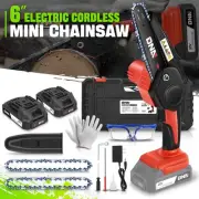 20V 6" Cordless Mini Chainsaw Rechargeable Battery Powered Red Chain Saw Goggle