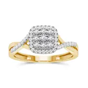 Miracle Halo Ring with 1/5ct of Diamonds in 9kt Yellow Gold