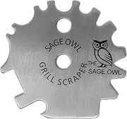 The Grate Grill Scraper Universal - Stainless Steel BBQ Grill Tool - Safe Effective BBQ Cleaner for Grill Pans Kamado Panini Park and Campground Grills with Griddle Cleaner - by The Sage Owl