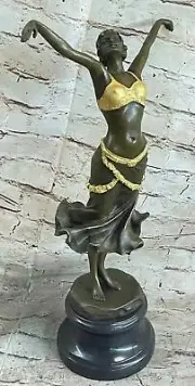 Hot cast Art Deco Gilt Bronze Nude Dancer Austrian 1920 Statue Sculpture Gift